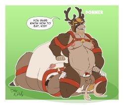 anthro antlers belly big_belly capreoline cervid cunnilingus cuntboy dialogue donner duly_noted duo facesitting fat genitals hi_res horn hyper hyper_belly intersex intersex/male male male_on_cuntboy mammal mastectomy_scar morbidly_obese morbidly_obese_male musclegut muscular muscular_andromorph muscular_intersex naked nipples nude obese obese_male oral overweight overweight_male pussy reindeer rudolph rudolph_the_red-nosed_reindeer rudolph_the_red_nosed_reindeer scar sex stubble vaginal_penetration weight_gain