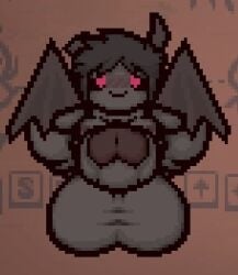 1boy azazel_(the_binding_of_isaac) balls big_balls big_penis broken_horn demon large_balls large_penis male male_only penis pink_eyes the_binding_of_isaac wings