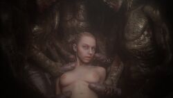 3d blender breasts dark fantasy female femsub forced gangbang horror looking_at_viewer male masturbation penis rape render short_hair undead zombie