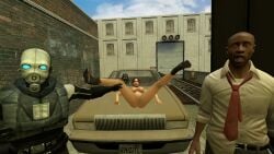 1girls 3boys 3d anus before_sex bill_(left_4_dead) car el_rulox garry's_mod half-life half-life_2 left_4_dead louis_(left_4_dead) metrocop nipples nude_female surprised_face train vagina xx_metrocopdelsexo_xx zoey_(left_4_dead)