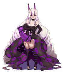 1futa absurdly_long_hair absurdres asymmetrical_legwear balls bangs bar_censor bare_shoulders black_legwear black_nails black_sclera blue_eyes bottomless breasts censored clothed clothing colored_sclera commission crossed_arms demon erection flat_chest full_body futa_only futanari hands_on_hips heterochromia highres horns horse_penis huge_balls huge_cock humanoid light-skinned_futanari light_skin long_hair malice_(worstwarlock) monster_girl multi_arm multi_limb multi_pupil multicolored_hair original pale_skin partially_clothed penis purple_eyes purple_hair purple_legwear red_eyes sandals skin-covered_horns solo spiked_penis standing streaked_hair striped striped_legwear tentacle thighhighs todding vertical-striped_legwear vertical_stripes very_long_hair white_background white_hair