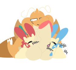 anthro ass_clapping big_ass big_balls big_penis dragonite eyes_half_open half-closed_eyes licking_penis minun nintendo plusle pokémon_(species) pokemon pokemon_(species) sitrusnsfw tongue_out