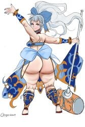 big_butt cellulite happy huge_ass meru_(dragoon) pale_skin pyredaemos smile the_legend_of_dragoon thick_ass thick_thighs thong warhammer_(weapon) wingly