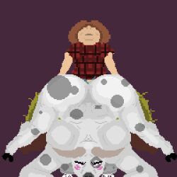 2d 2d_animation animated anthro ass ass_up big_ass blush closed_eyes gif horns human_on_anthro implied_sex jack-o_pose pinned pixel_animation pixel_art questionable_consent shoestrang spotted_fur unconscious