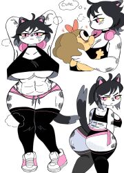 <3 2girls abs anthro armpits arms_behind_head arms_up ass athletic athletic_female big_ass big_breasts big_butt black_fur black_hair blush booty_shorts breasts canid canine canis cat cat_ears cat_tail choker dog dog_ears dog_tail domestic_cat domestic_dog english_text eyelashes felid feline felis female female_only front_view fur furry furry_only grey_hair hair headphones headphones_around_neck huge_ass huge_breasts huge_hips huge_thighs looking_at_another peanut_butter_(puppychan) pink_eyes puppychan rear_view shoes short_hair short_shorts shorts sideboob simple_background steam steaming_body sweat tagme tail tan_fur text thick_thighs thighhighs thought_bubble underboob voluptuous white_background white_fur wide_hips yellow_sclera