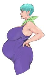 1girls ass_in_dress belly big_ass big_breasts boobs breasts bulma_briefs dragon_ball dragon_ball_z mature_female milf pregnant ready_to_pop solo thick_thighs tits zetomeso