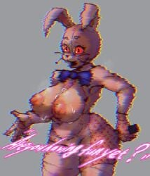 blurry breasts costume exposed_breasts five_nights_at_freddy's five_nights_at_freddy's:_security_breach fnaf glitch glitching habaki5648 hidden_face knife rabbit rabbit_ears red_eyes solo thick_thighs thunder_thighs vanny_(fnaf)