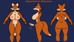 anthro areolae ass backsack balls breasts canid canine erect_nipples erection flaccid fox front_view futa_only futanari genitals gynomorph huge_ass huge_breasts karen_the_fox_(mexicommie) mammal mexicommie model_sheet nipples nude penis rear_view red_fox side_boob side_view solo solo_futa taint wide_hips