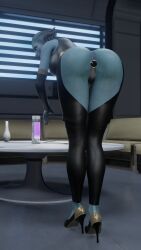 1girls 3d asari blender blue_skin breasts buttplug chaps clothing elbow_gloves female heels high_heels mass_effect morinth nipples rogat17 solo tagme tight_clothing