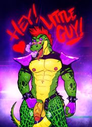 alligator alligatorid anthro balls big_balls big_penis bodily_fluids bottomwear clothed clothing crocodilian dialogue eyewear five_nights_at_freddy's five_nights_at_freddy's:_security_breach flaccid foreskin genital_fluids genitals green_body hair heart hi_res humanoid_genitalia humanoid_penis long_tongue male male_only mohawk montgomery_gator_(fnaf) mostly_nude muscular muscular_male navel navel_piercing nipple_piercing nipples nude open_bottomwear open_clothing open_mouth open_pants pants partially_clothed penis piercing poppin precum punk reptile scalie scottgames shoulder_pads simple_background smile solo sunglasses sweat teeth tongue uncut vascular video_games