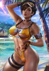 1futa 3rd_party_edit abs absurd_res ball_bulge balls balls_in_panties balls_under_clothes bare_shoulders beach big_breasts bikini bikini_bottom bikini_top blizzard_entertainment breasts brown_eyes brown_hair bulge choker clothed clothing dickgirl edit erect_penis erection eyewear_on_head fit fit_futanari freckles futa_only futanari gloves goggles goggles_on_head hand_on_head intersex logan_cure looking_at_viewer navel overwatch palm_tree panties panty_bulge penis penis_out sand sea short_hair slaaneshireptile small_clothes solo solo_female solo_focus standing summer sun thigh_strap thighs toned toned_female tracer tropical underboob underwear underwear_pull union_jack water wet wet_skin wide_hips