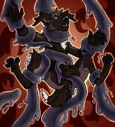 2022 anthro canid canine canis daschocolate goo_(disambiguation) goop hybrid male male_only mammal mrchocolate slime solo tentacle tentacles_on_male wolfdog