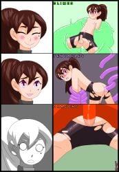 anal androgynous bike_shorts brown_hair dragon_cock femboy gay girly interspecies lewderthanblue meme mole_under_eye oc original pink_eyes ponytail ran(ltb) slime tentacle torn_bike_shorts trap