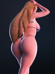 1girls 3d ass big_ass bikini blonde_hair breath_of_the_wild female hands_behind_back hands_behind_head light_reflection_(character) long_hair pale-skinned_female princess_zelda rear_view solo solo_female the_legend_of_zelda thighs tropical_bikini wotm8h8 zelda_(breath_of_the_wild)