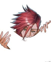 2girls absurdres arcane:_league_of_legends arcane_vi commentary cunnilingus english_commentary eric_tran face_piercing facial_tattoo green_eyes highres league_of_legends meme multiple_girls negative_space negative_space_cunnilingus_(meme) nose_piercing nose_ring oral piercing pink_hair pussy tattoo vi_(league_of_legends) yuri