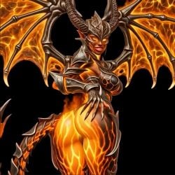 ai-created ai_art ai_generated armored_female biara corruption demon_girl demon_horns demoness heroes_of_might_and_magic heroes_of_might_and_magic_5 seductive_body seductive_look seductive_pose succubus succubus_horns succubus_wings yellow_eyes