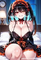 ai_generated big_breasts black_hair breasts date_a_live female huge_breasts mature mature_female quality revoaru solo thick_thighs thighs tokisaki_kurumi