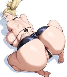 1girl absurdres ai_generated alternate_breast_size_(larger) ass bikini breasts covered_nipples curvy highres hip_focus huge_ass huge_breasts jujutsu_kaisen mature_female micro_bikini narrow_waist nishimiya_momo pear-shaped_figure plump rekitt shortstack swimsuit thick_thighs thighs wide_hips