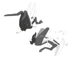 2_horns ambiguous_gender anthro apron apron_only arthropod ass black_body blush blush_lines chinese_text clothing deep_penetration dialogue digital_drawing_(artwork) digital_media_(artwork) duo female female/ambiguous hollow_knight_(character) hollow_knight_(franchise) horn korean_description larger_penetrated legs_up long_legs long_tongue lying milktea25424633 on_back oral penetration question_mark rear_view sex shadow shaking side_view simple_background size_difference speech_bubble team_cherry text the_knight_(hollow_knight) tongue vaginal_penetration vessel_(species) white_background white_face