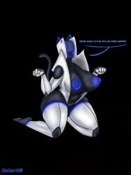 absurd_res black_background black_body cat_ear_headband cat_tail console-tan dakar3 english_text female hi_res humanoid kneeling machine paw_pose playstation playstation_5 pose robot robot_humanoid simple_background solo sony_corporation sony_interactive_entertainment text