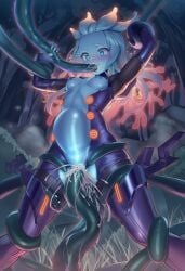 1girls ai_generated alien alien_girl anal anal_sex arken_(etrian_odyssey) blowjob blue_skin breasts colored_skin cum cum_in_ass cum_in_mouth cum_in_pussy cum_inside cum_overflow etrian_odyssey fellatio female female_only full-face_blush handjob handjob_while_sucking inflation nipples nokani oral oral_penetration oral_sex restrained restrained_by_tentacles self_upload small_breasts solo tearing_up tentacle tentacle_in_mouth tentacle_rape tentacle_sex tentacles_around_legs tentacles_on_female triple_penetration vaginal_penetration vaginal_sex wide-eyed worried