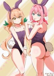 100_kanojo 2d 2d_(artwork) 2d_artwork 2girls :t ass ass_cleavage ass_crack backboob big_breasts black_bunny_ears black_bunnysuit black_hairband black_leotard black_topwear breasts brown-eyed_female brown_eyes bunny_ears bunny_tail bunnygirl bunnygirl_outfit bunnysuit busty busty_female busty_girl busty_teen busty_teenager cleavage closed_mouth_smile collarbone curvaceous curvaceous_body curvaceous_female curvaceous_figure curvaceous_hips curvaceous_teenager curvy curvy_ass curvy_body curvy_female curvy_figure curvy_hips curvy_teen digital digital_art digital_drawing digital_drawing_(artwork) digital_media digital_media_(artwork) drawing elbows eyebrows_visible_through_hair female female_focus female_only fingers flat_belly flat_breasts flat_chest flat_chested frown frown_eyebrows frowning frowning_at_viewer ginger ginger_hair gluteal_fold green-eyed_female green_eyes groin hair_between_eyes hanazono_hakari head_tilt high_resolution highres hourglass_figure inda_karane inguinal_crease inguinal_ligament kneepits knees kyomiko large_boobs large_breasts lean_figure leotard long_hair looking_at_viewer looking_back looking_back_at_viewer medium_hair multiple_females multiple_girls narrow_waist orange-haired_female orange_hair orange_hair_female petite petite_body petite_breasts petite_female petite_girl petite_tits pink-haired_female pink_hair pink_hair_female pout pouting pouting_at_viewer pouting_lips pouty_lips short_hair shoulders simple_background slender_body slender_waist slim_female slim_waist small_breasts smile smiley_face smiling smiling_at_viewer smooth_chest standing teenage_tits thick_ass thick_butt thick_thighs thighs tilted_head topwear twintails twintails_(hairstyle) upper_body very_long_hair very_long_hair_female white_background white_wrist_cuffs wide_hips wrist_cuffs yellow_background