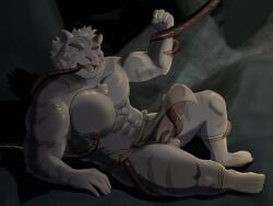 2026 5_fingers absurd_res anthro balls biped erection felid fingers fuzaouo genitals hi_res humanoid_genitalia humanoid_hands humanoid_penis male mammal muscular muscular_anthro muscular_male pantherine penis solo tiger