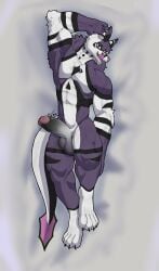 4_toes 5_fingers absurd_res anthro armpit_hair balls bed big_penis black_balls black_genitals body_hair canid canine crayzox crayzox0 dakimakura dakimakura_design dragon dragon_tail feet fingers fox fox-dragon fur furniture genitals hi_res hybrid lying male mammal multicolored_body multicolored_fur multicolored_genitals muscular muscular_anthro muscular_arms muscular_male mythological_creature mythological_scalie mythology on_back paws penis pink_genitals pink_nose pink_tail pink_tongue purple_body purple_fur scalie scar solo solo_focus tail toes tongue white_body