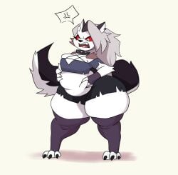 1girls angry aplefrit chubby chubby_female clothed furry goth goth_girl helluva_boss loona_(helluva_boss)