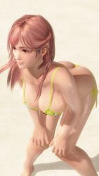 3d ass ass_focus bent_over big_ass bikini bimbo_body brown_eyes cleavage curvy curvy_figure curvy_hips dead_or_alive dead_or_alive_xtreme_venus_vacation glossy glossy_body gooning gyaru honoka_(doa) huge_breasts large_breasts looking_away oiled oiled_skin pink_hair prostitute skimpy skimpy_bikini skimpy_clothes sweat video_game_character video_games voluptuous wide_hips