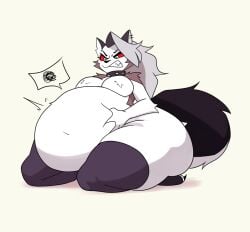 angry aplefrit bully canine digesting_prey digestion emo fatal_vore furry goth goth_girl helluva_boss loona_(helluva_boss) prey thick_thighs vore vore_belly wide_hips