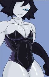 abs blue_eye buff buff_male bunnysuit dark_hair femboy femboy_only fundamental_paper_education mister_compass_(fundamental_paper_education) muscular white_body