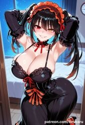 ai_generated big_breasts black_hair breasts date_a_live female huge_breasts mature mature_female quality revoaru solo thick_thighs thighs tokisaki_kurumi