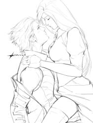 1boy 1girls ambiguous_penetration beauty_mark beauty_mark_under_mouth blush blushing_male clothed clothed_female clothed_male coat coat_removed devil_may_cry devil_may_cry_4 dress dress_lift dress_up imminent_sex lady_in_red_(devil_may_cry) liibrra long_hair mole mole_under_mouth nun nun_outfit pinup skindentation skirt skirt_lift skirt_up slicked_back_hair straddle straddling thick_thighs thigh_highs thigh_socks thighhighs thighs undressing vergil_(devil_may_cry) waistcoat