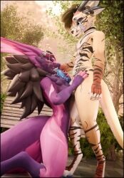 3d_(artwork) absurd_res ambiguous_gender animal_genitalia animal_penis anthro big_penis black_border black_stripes blender_(artwork) blowjob_face bodily_fluids border breasts canine_genitalia canine_penis clothing cum cum_drip cum_in_mouth cum_inside cum_on_body deuzear digital_media_(artwork) dripping duo english_text erection eyewear fellatio female female_penetrated fur genital_fluids genitals glasses handjob hi_res kneeling kneeling_sex lill_esp looking_pleasured male male/female male/male male_penetrating mammal novabeast oral oral_penetration penetration penile penis penis_in_mouth pink_body pink_fur sex shirt stripes text topwear yellow_body yellow_fur