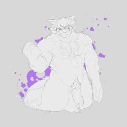 absurd_res anthro ball_tuft balls big_balls body_hair canid canine chest_hair digital_drawing_(artwork) digital_media_(artwork) epic_games flaccid fluffy fortnite fuzzy genitals hajime_(fortnite) hi_res looking_at_viewer male mammal markings muscular no_pupils nude penis pose pubes raccoon_dog ring_(marking) ringed_tail scar selective_coloring simple_background solo striped_markings striped_tail stripes tail tail_markings tanuki tuft warooden