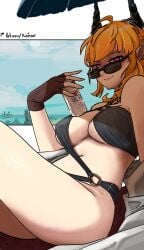 big_breasts big_thighs big_titties bikini curvaceous curvaceous_female curvaceous_figure curvy curvy_figure curvy_hips female female_focus female_only guardian_tales kaisser long_hair looking_at_viewer vinette_(guardian_tales) yellow_hair