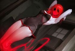 1girls ai_generated armpits arms_up breasts claws clothed clothing emaciated female fused_legs ghost ghost_girl hollow_eyes horror horror_(theme) large_breasts lingerie long_fingers looking_at_viewer medium_hair monster_girl negligee nightgown original original_character paigen pieta_(paigen) red_hair red_skin ribs sharp_nails skinny undead underwear white_skin