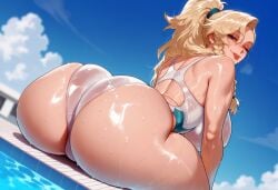 1girls ai_generated arched_back ass ass_focus back back_cutout balecxi bare_shoulders blonde_hair blue_eyes blue_sky blurry_background blush braid breasts clothing clothing_cutout cloud competition_swimsuit curvaceous curvaceous_female curvaceous_figure curvy curvy_figure day dutch_angle female female_focus freckles from_behind gemma_(monster_hunter_wilds) huge_ass huge_breasts inviting inviting_to_sex large_breasts lips long_hair looking_at_viewer looking_back monster_hunter monster_hunter_wilds multicolored_clothes one-piece_swimsuit one_eye_closed outdoors parted_bangs ponytail pool poolside presenting presenting_ass presenting_hindquarters presenting_self red_lips seductive seductive_look seductive_smile shiny_skin sitting sky smile solo swimsuit thick_thighs thighs tongue tongue_out two-tone_swimsuit voluptuous voluptuous_female water wet wet_clothes wet_swimsuit white_one-piece_swimsuit white_swimsuit