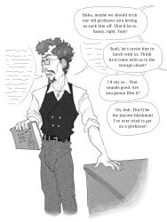 1boy 3boys at_work clothed clothed_male despicable deviant devious digital_drawing_(artwork) digital_media_(artwork) education educator english english_dialogue english_text facial_hair glasses glasses_on_face greyscale imminent_blackmail imminent_fellatio imminent_oral male male_focus male_only moustache mr_shrink old_male old_man old_man_adams older_male older_male_and_younger_male planning plotting plotting_something professor solo solo_focus talking teacher teacher_and_student teacher_on_student teacher_outfit teacher_sub teaching unaware unaware_male working