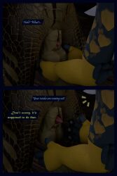 3d_(artwork) absurd_res animal_genitalia anthro arm_warmers armwear balls blue_body blue_fur clothing comic daughter_(lore) dialogue digital_media_(artwork) dragon duo european_mythology father_(lore) father_and_child_(lore) father_and_daughter_(lore) female flauntingfornication folding fur genitals green_body green_scales hi_res holding_balls kobold male male/female mythological_creature mythological_scalie mythology parent_(lore) parent_and_child_(lore) parent_and_daughter_(lore) penis penis_tip scales scalie sheath western_dragon white_body white_fur wyvern