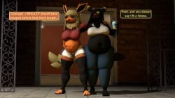bbw big_breasts breasts cleavage eeveelution female flareon furry huge_breasts kingofthekabuto overweight pokemon pokemon_(species) queenofthekabuto tagme thick_thighs umbreon wide_hips