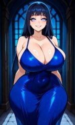 ai ai-created ai_art breasts curvy curvy_female curvy_figure dress houseofwaifu huge_breasts huge_thighs hyuuga_hinata naruto_(series) naruto_shippuden wide_hipped_female wide_hips wide_thighs