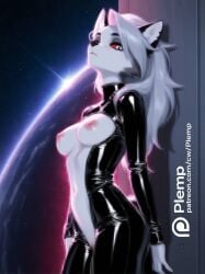 1girls ai_generated anthro anthro_only ass ass_cleavage ass_crack ass_focus ass_grab ass_up ass_worship assholecanid canid_demon canine demon demon_girl exposed_breasts female female_only furry furry_breasts furry_ears furry_female furry_only furry_tail gray_body gray_fur hellhound helluva_boss in_sunlight latex latex_armwear latex_bodysuit latex_clothing latex_legwear latex_suit looking_at_viewer loona_(helluva_boss) mammal mammal_humanoid naked naked_female niples nude nude_female plemp red_eyes red_sclera space space_background spaceship spacesuit tail