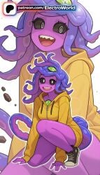 1girls 2026 ai_generated artist_name electroworld female hi_res high_quality high_resolution highres hood hood_down hoodie monster_prom patreon patreon_username purple_hair raincoat solo stable_diffusion watermark yellow_hoodie yellow_raincoat zoe_(monster_prom)