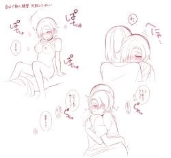 2girls absurdres anata-chan_(love_live!) blush choker closed_eyes clothes_lift commentary_request cowgirl_position daleka333 drooling futa_with_female futanari heart highres hug love_live! love_live!_nijigasaki_high_school_idol_club love_live!_school_idol_festival_all_stars medium_hair mia_taylor monochrome mouth_drool multiple_girls multiple_views nipples nose_blush open_mouth pussy_juice red_theme sex shirt_lift short_sleeves speech_bubble straddling translation_request