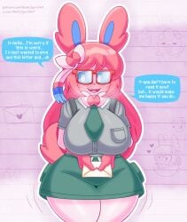 2026 anthro areola aroused big_breasts big_glasses birthmark blue_sclera blush bodily_fluids bow_ribbon breasts breasts_blush card chibi dialogue eeveelution embarrassed english_text eyebrow_through_hair eyebrows eyelashes eyelashes_through_hair eyewear face_blush female fur game_boy game_boy_family generation_6_pokemon generation_8_pokemon genital_fluids genitals glasses hair heart_symbol hi_res holidays huge_breasts javisylveon_(mintyspirit) leaking_pussy_juice letter long_hair love_letter markings milcery mintyspirit motion_lines multicolored_body multicolored_fur nerd nervous nintendo nipples notebook nude pink_areola pink_hair pink_nipples poke_puff pokemon pokemon_(species) red_eyewear red_glasses ribbons shaking shy sketch slightly_chubby smoke smoke_from_mouth solo speech_bubble steam sweat sweatdrop swirlix sylveon talking_to_viewer text thick_thighs thigh_blush translucent translucent_hair uwu vaginal_fluids valentine's_day vulva wet white_body white_eyes white_fur wide_hips
