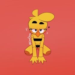animatronic anthro aroused avian beak bird censor_bar censored censored_genitalia censored_nipples censored_vulva chica_(fnaf) chicken female five_nights_at_freddy's galliform kneeling machine nude owochica phasianid robot robot_anthro scottgames solo yellow_body