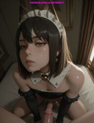after_fellatio ai_generated balls cat_ears cum cum_on_face femboy maid_uniform meybekity otoko_no_ko penis pov trap yaoi