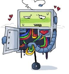 antenna breath_cloud breath_clouds clank_clank_clank clanker desperate drooling hceercs heart hearts_around_head leaking male_masturbation masturbation microsoft_paint ms_paint mspaint no_genitals oil open_mouth panting playing_with_wires pleasuring_self robot robot_masturbation rocket_monkeys simple_background simple_coloring sweating technophilia wireplay wires yay-ok